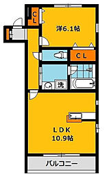 フォーリア 1LDKの間取図画像