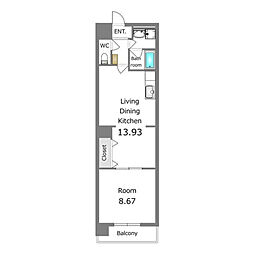 クイーンズリッチ東宿郷 1LDKの間取図画像