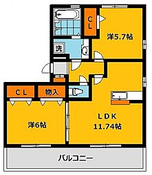 メゾン・アーバンHi 2LDKの間取図画像