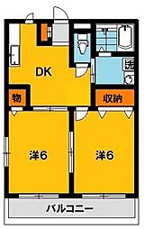 ミドリハイムA 2DKの間取図画像