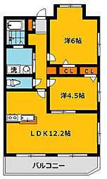秋桜館・西原 2LDKの間取図画像