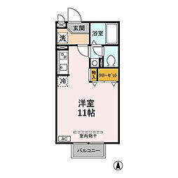 サトスガーデン ワンルームの間取図画像