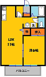 カーサピエデルモンテ 1LDKの間取図画像