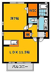 フローラルコートC 1LDKの間取図画像
