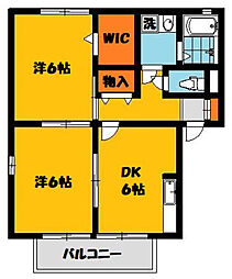レグルスB 2DKの間取図画像