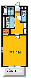 ジェントリー五代 1Kの間取図画像
