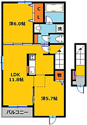 ラフィーネ 2LDKの間取図画像