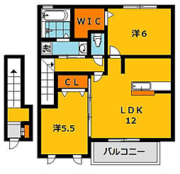 ティンカーベル 2LDKの間取図画像