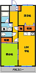ヒルズM1 2LDKの間取図画像