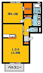 ルピナスコートC 1LDKの間取図画像