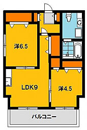 ゴールドライフマンション宇都宮 2DKの間取図画像