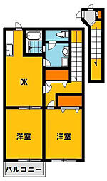 マノワール参番館 2DKの間取図画像