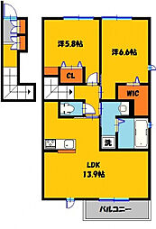 大和1 2LDKの間取図画像