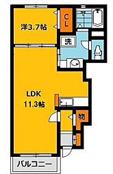 レジデンスK&B 1LDKの間取図画像