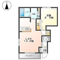 サンライズM 1LDKの間取図画像