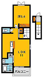 サニーフラットA 1LDKの間取図画像