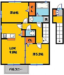 エルヴィレッジG 2DKの間取図画像