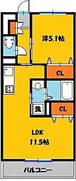 エトワールKEI 1LDKの間取図画像