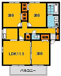 プランドールD 3LDKの間取図画像