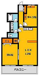 ヴィラパーシモン 2LDKの間取図画像
