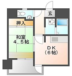 昭和尼崎ビルシロハイヌ尼崎 1DKの間取図画像