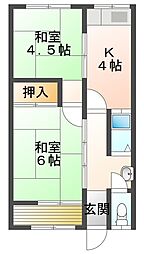 松井荘 2Kの間取図画像
