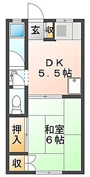 冨士マンション 1DKの間取図画像