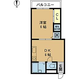 新立花マンション 1DKの間取図画像