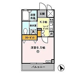 NSハイム 1Kの間取図画像