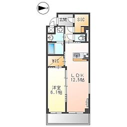 レアグランツ東難波 I 重量鉄骨造3階建 1LDKの間取図画像
