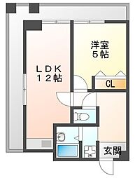 昭和尼崎ビルシロハイヌ尼崎 1LDKの間取図画像