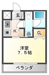 オー・ジェイ・フィールド 1Kの間取図画像