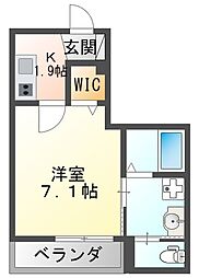 ポルトボヌール 1Kの間取図画像