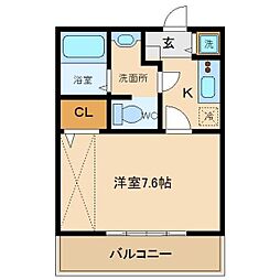 ジョリエーメゾン 1Kの間取図画像