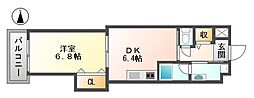 アミティ武庫之荘 1DKの間取図画像