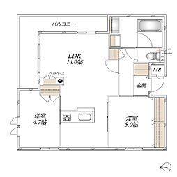 Maison Verite 武庫之荘 2LDKの間取図画像