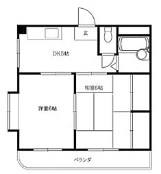 サンパレス21新明 2DKの間取図画像