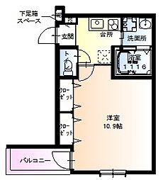 フジパレス立花駅東1番館 1Kの間取図画像