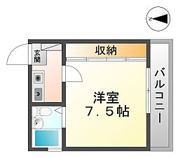 第2神崎ハイツ 1Kの間取図画像