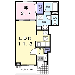 コート鶴田 1LDKの間取図画像