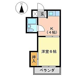 サンベールハイム 1DKの間取図画像