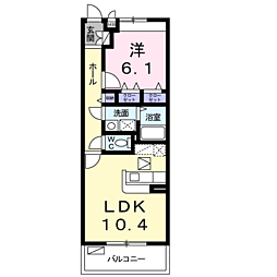 ハウオリオハナ 1LDKの間取図画像