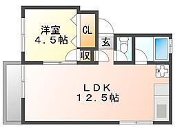 近松ハイツ 2DKの間取図画像
