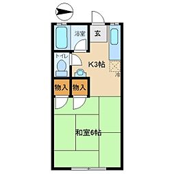 プリンス立花B棟 1Kの間取図画像