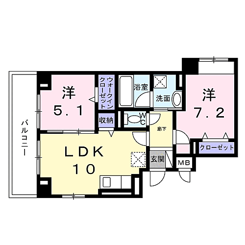 レジス城の堀 201｜兵庫県尼崎市下坂部２丁目(賃貸マンション2LDK・2階・54.52㎡)の写真 その2