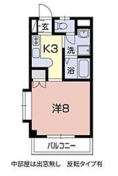 フォレスト21 3階1Kの間取り