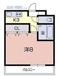 コーポフレンズ 1Kの間取図画像