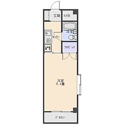 101セントラルビル 1Kの間取図画像