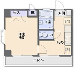 サンチェリービル 1Kの間取図画像