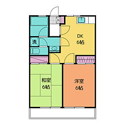 ハイツティファニー 1階2DKの間取り